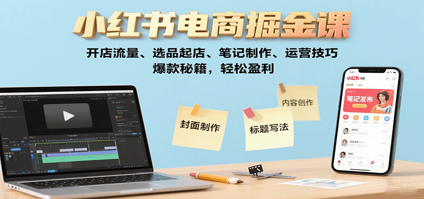 图片[1]-小红书电商掘金课：开店流量、选品起店、笔记制作、运营技巧，爆款秘籍，轻松盈利-羽哥创业课堂