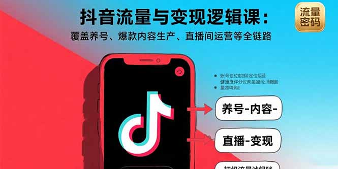 抖音流量与变现逻辑课：覆盖养号、爆款内容生产、直播间运营等全链路-羽哥创业课堂