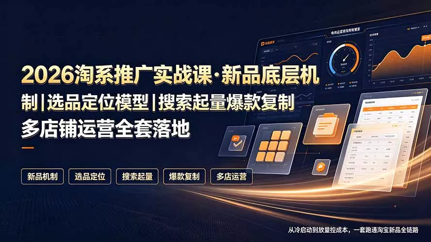 2026淘系推广实战课·新品底层机制｜选品定位模型｜搜索起量爆款复制多店铺运营全套落地教程-羽哥创业课堂