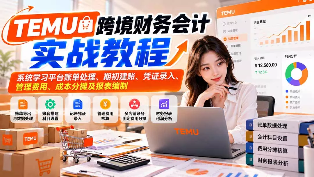 TEMU跨境财务会计实战教程：系统学习平台账单处理、期初建账、凭证录入、管理费用、成本分摊及报表编制-羽哥创业课堂