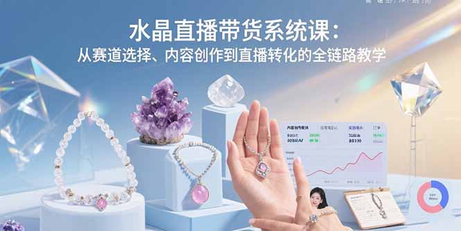 水晶直播带货系统课:从赛道选择、内容创作到直播转化的全链路教学-羽哥创业课堂