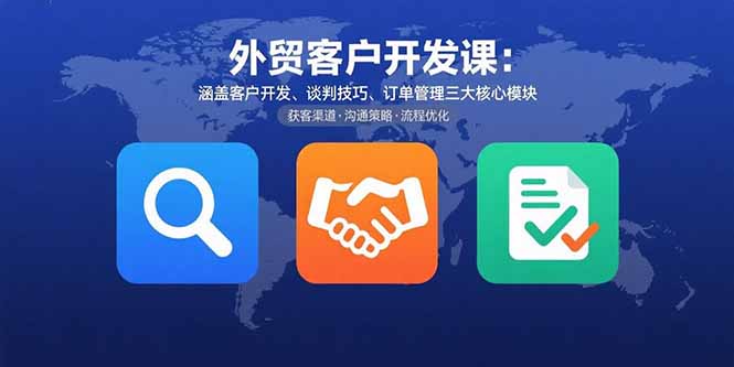 外贸客户开发课:涵盖客户开发、谈判技巧、订单管理三大核心模块-羽哥创业课堂