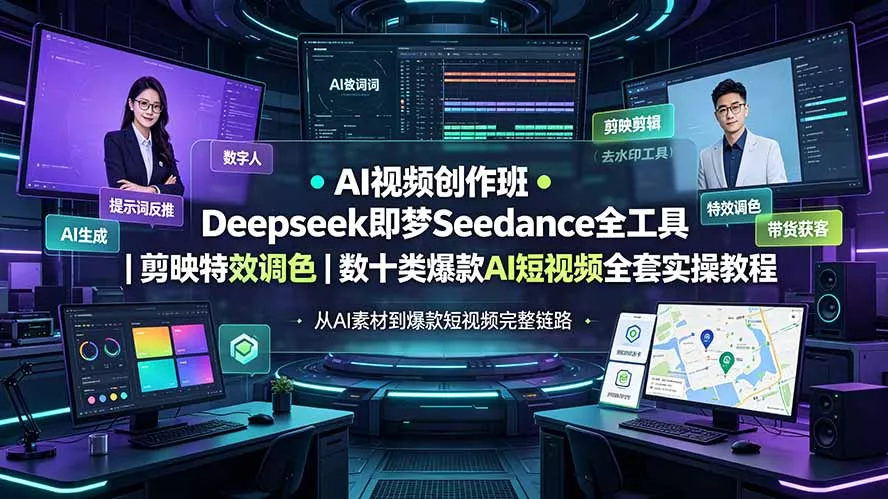 AI视频创作班◆Deepseek即梦Seedance全工具|剪映特效调色|数十类爆款AI短视频全套实操教程-羽哥创业课堂