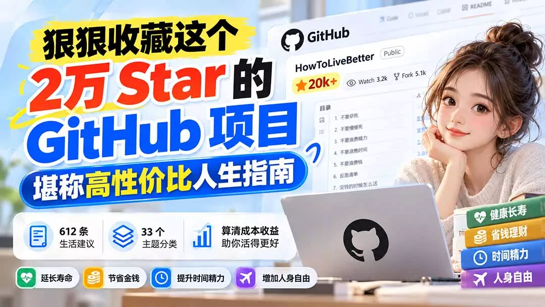 狠狠收藏这个 2 万 Star 的 GitHub 项目，堪称高性价比人生指南。-羽哥创业课堂