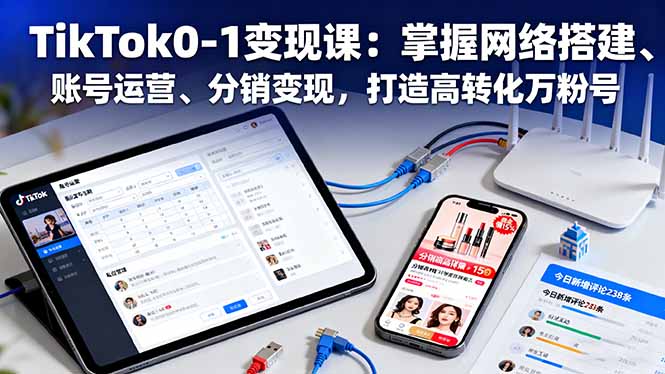TikTok0-1变现课：掌握网络搭建、账号运营、分销变现，打造高转化万粉号-羽哥创业课堂