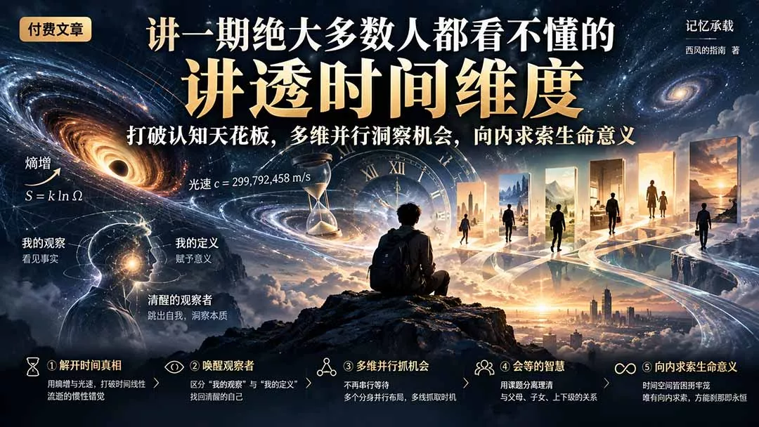 付费文章：讲一期绝大多数人都看不懂的，讲透时间维度，打破认知天花板，多维并行洞察机会，向内求索生命意义-羽哥创业课堂