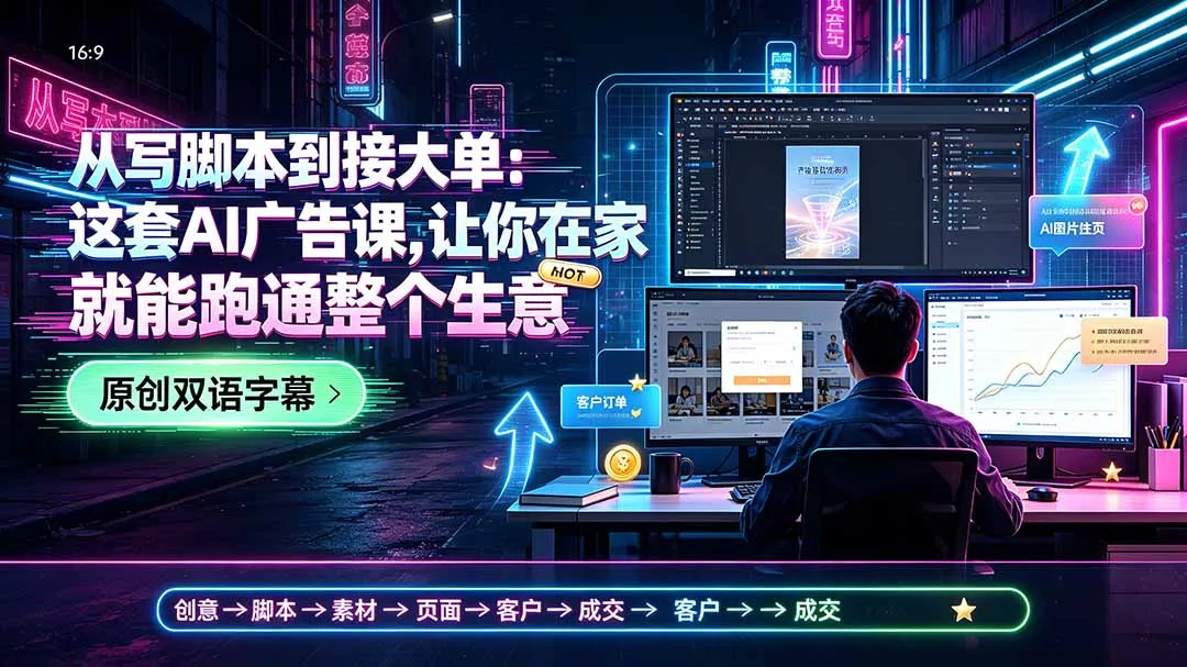 从写脚本到接大单：这套AI广告课，让你在家就能跑通整个生意【原创双语字幕】-羽哥创业课堂
