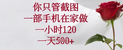 你只管截图，一部手机在家做，一小时120.一天5张【揭秘】-羽哥创业课堂