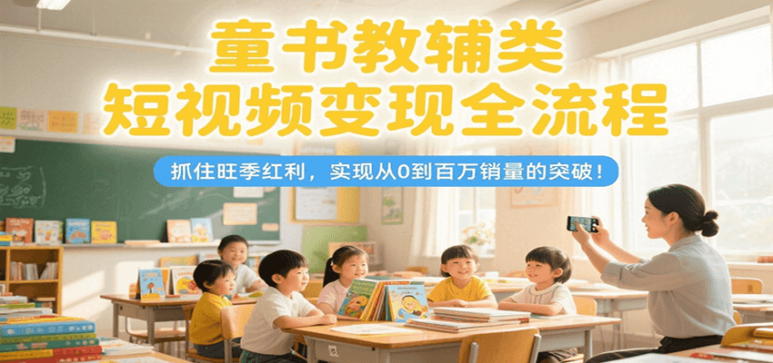 童书教辅类短视频变现全流程,抓住旺季红利,实现从0到百万销量的突破!-羽哥创业课堂
