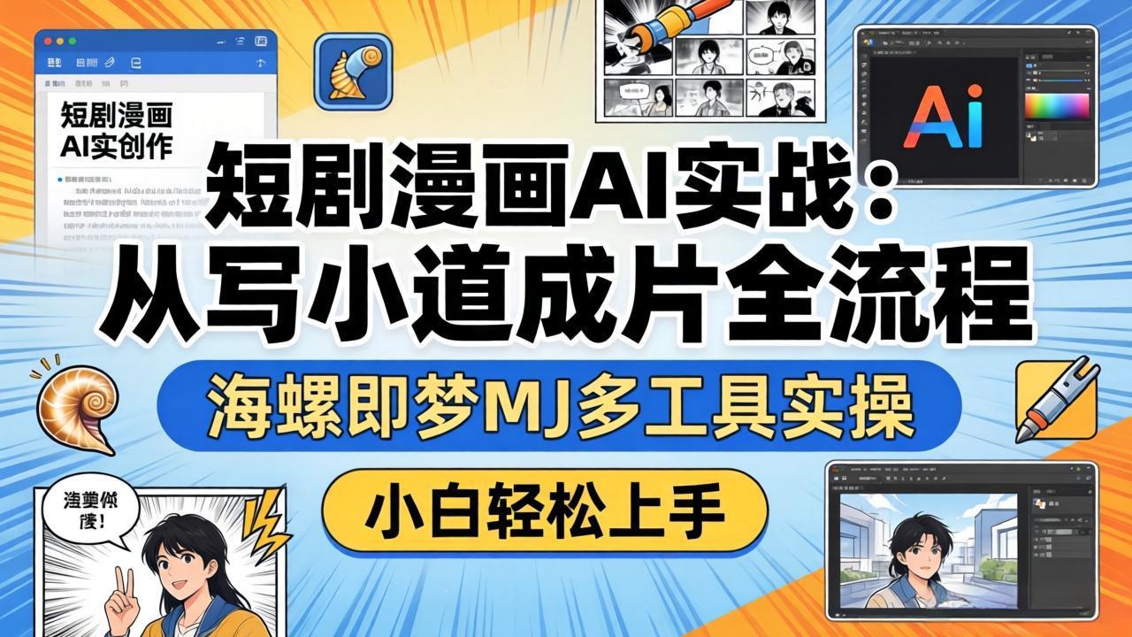 短剧漫画AI实战：从写小说到成片全流程，海螺即梦MJ多工具实操，小白轻松上手-羽哥创业课堂