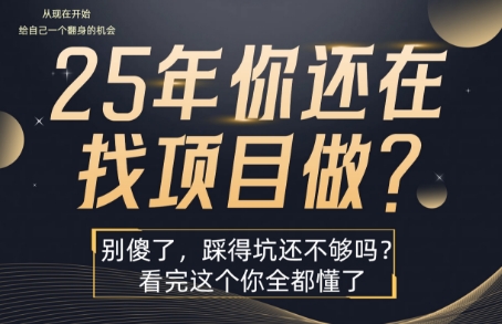 25年，你还在疯狂的找项目吗？别傻了，看完这个你都懂了【揭秘】-羽哥创业课堂
