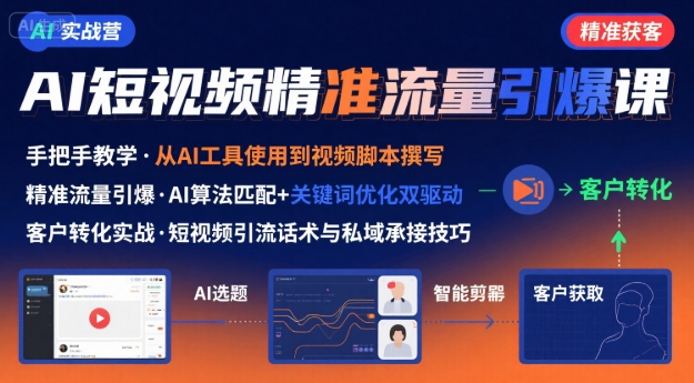 AI+短视频引爆精准客户实战营,手把手教你引爆Ai短视频精准流量-羽哥创业课堂