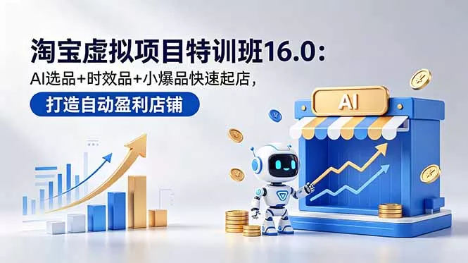 淘宝虚拟项目特训班16.0:AI选品+时效品+小爆品快速起店,打造自动盈利店铺-羽哥创业课堂