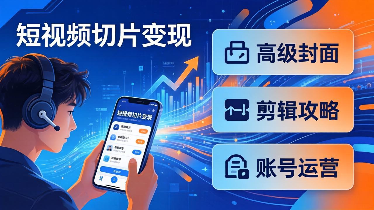 短视频切片变现速成班2.0：高级封面+剪辑攻略+账号运营，0基础小白快速入局副业-羽哥创业课堂