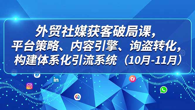 外贸 社媒获客破局课，平台策略、内容引擎、询盘转化，构建体系化引流系统(10月-11月-羽哥创业课堂