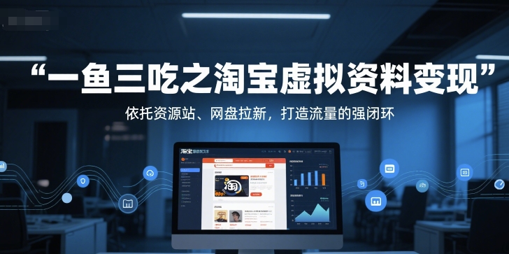 一鱼三吃之淘宝虚拟资料变现,依托资源站、网盘拉新,打造流量的强闭环-羽哥创业课堂