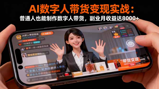 AI数字人带货变现实战:普通人也能制作数字人带货,副业月收益达8000+-羽哥创业课堂