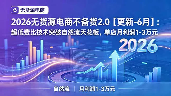 2026无货源电商不备货2.0【更新-6月】：超低费比技术突破自然流天花板，单店月利润1-3万元-羽哥创业课堂