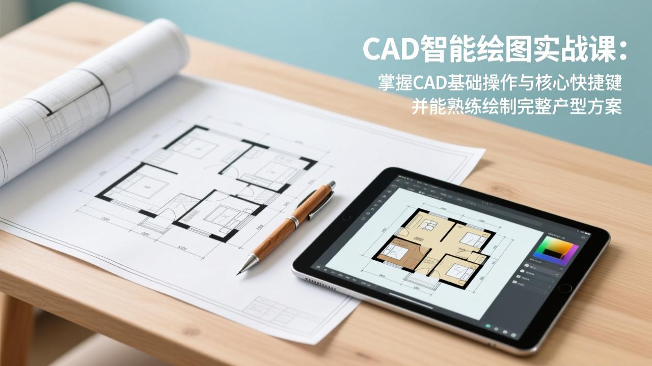 CAD智能绘图实战课：掌握CAD基础操作与核心快捷键，并能熟练绘制完整户型方案-羽哥创业课堂