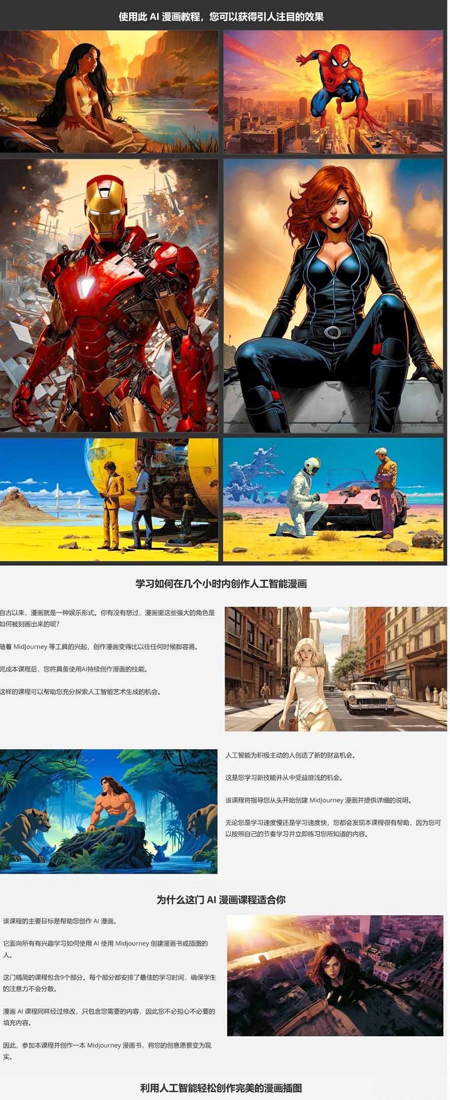 Midjourney AI漫画创作课，脚本构思、人物设计、排版合成，零基础创作完整漫画或系列插画-羽哥创业课堂