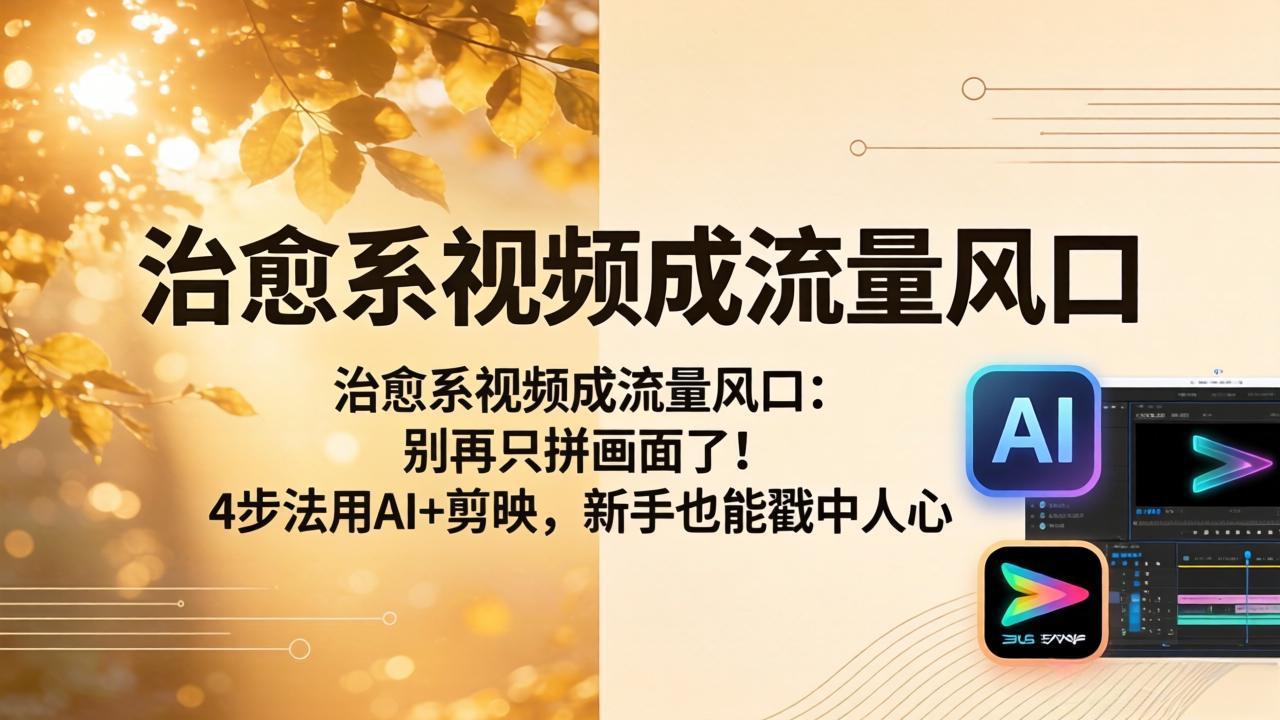 治愈系视频成流量风口：别再只拼画面了！4步法用AI+剪映，新手也能戳中人心-羽哥创业课堂