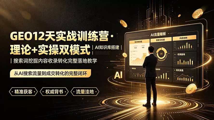 GEO12天实战训练营·理论+实操双模式｜AI知识库搭建｜搜索词挖掘内容收录转化完整落地教学-羽哥创业课堂