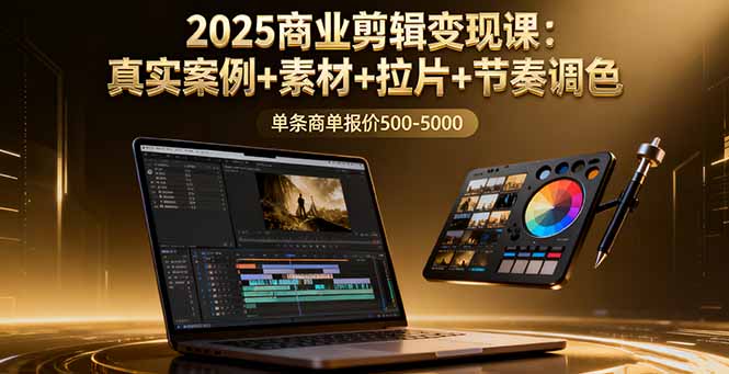 2025商业剪辑变现课:真实案例+素材+拉片+节奏调色,单条商单报价500-5000-羽哥创业课堂