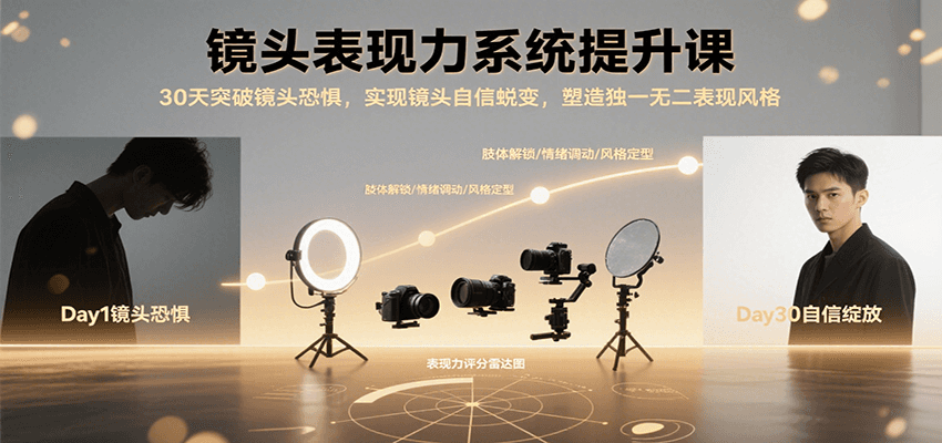 镜头表现力系统提升课，30天突破镜头恐惧实现自信蜕变，塑造独一无二表现风格-羽哥创业课堂