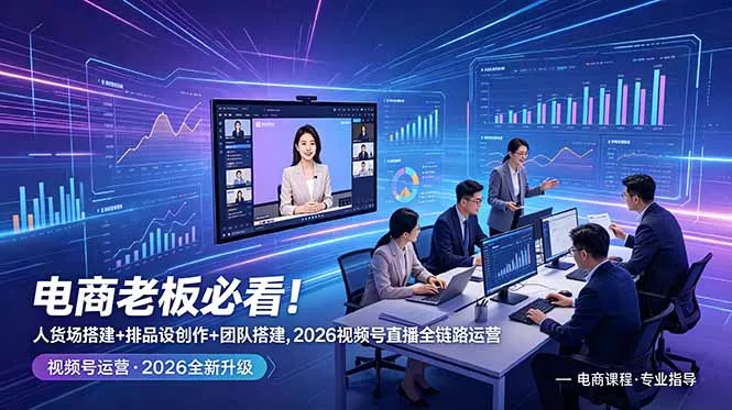 电商老板必看!人货场搭建+排品设计+素材创作+团队搭建,2026视频号直播全链路运营-羽哥创业课堂