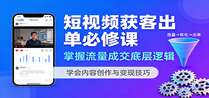 短视频获客出单必修课:掌握流量成交底层逻辑,学会内容创作与变现技巧-羽哥创业课堂
