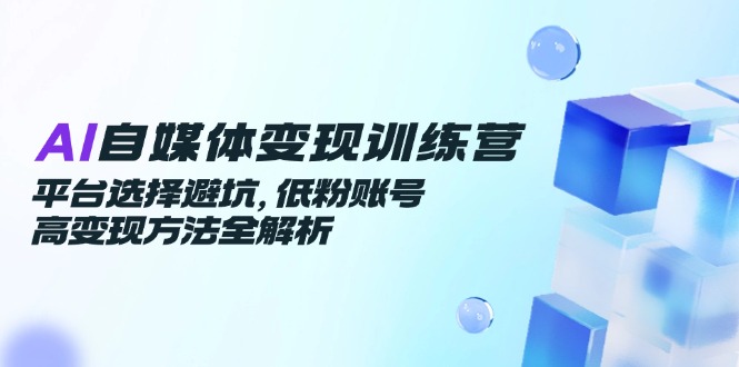 AI自媒体变现训练营，平台选择避坑，低粉账号高变现方法全解析-羽哥创业课堂
