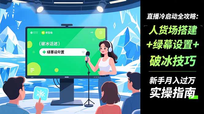 直播冷启动全攻略:人货场搭建+绿幕设置+破冰技巧,新手月入过万实操指南-羽哥创业课堂