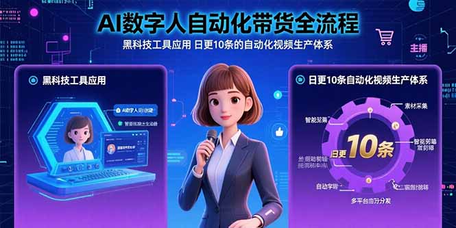 AI数字人自动化带货全流程：黑科技工具应用 日更10条的自动化视频生产体系-羽哥创业课堂