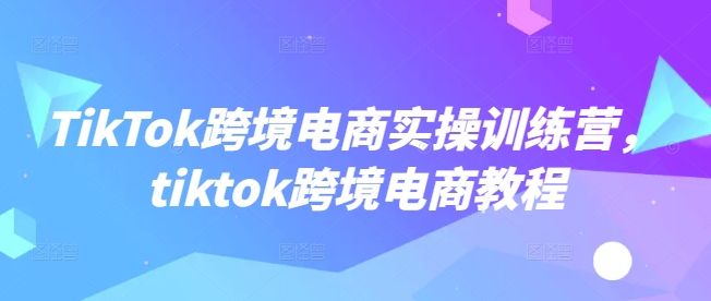 TikTok跨境电商实操训练营，tiktok跨境电商教程-羽哥创业课堂