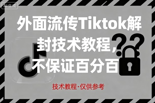外面流传Tiktok解封技术教程，不保证百分百，具体自测-羽哥创业课堂