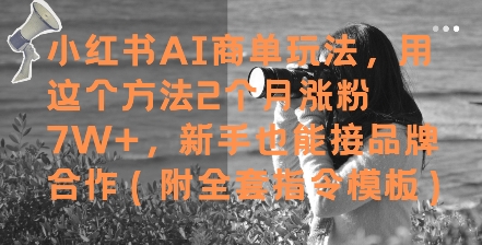 小红书AI商单玩法，用这个方法2个月涨粉7W+，新手也能接品牌合作(附全套指令模板)-羽哥创业课堂