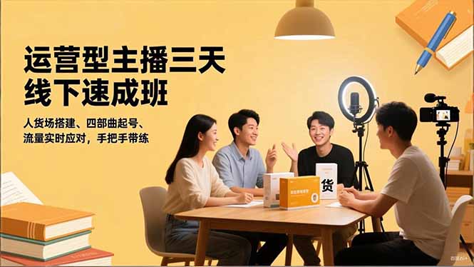 运营型主播三天线下班,人货场搭建,四部曲起号,流量实时应对,手把手带练-羽哥创业课堂