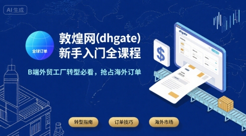 敦煌网(dhgate)新手入门全课程,B端外贸工厂转型必看,抢占海外订单-羽哥创业课堂