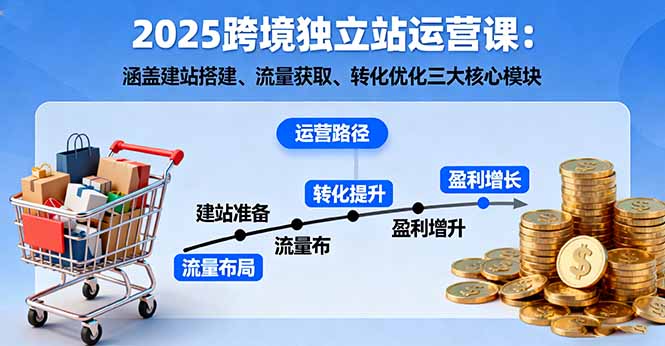 2025跨境独立站运营课：涵盖建站搭建、流量获取、转化优化三大核心模块-羽哥创业课堂