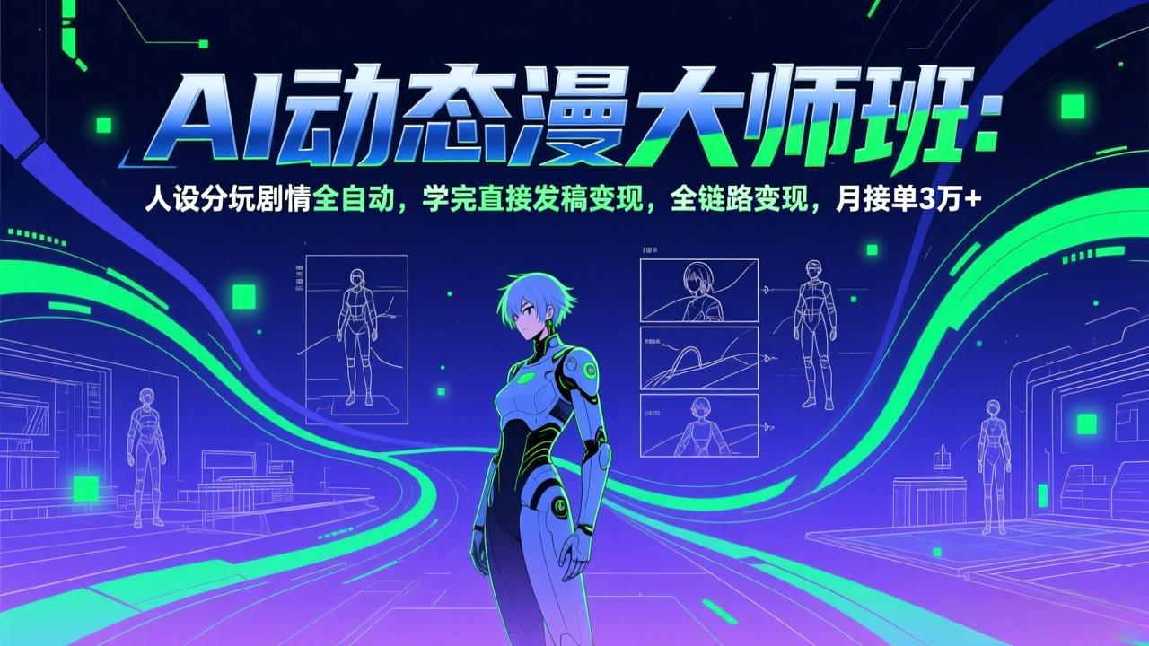 AI动态漫剧大师班:人设分镜剧情全自动,学完直接发稿变现,全链路变现,月接单3万+-羽哥创业课堂
