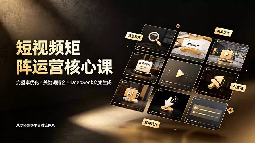 短视频矩阵运营核心课：完播率优化×关键词排名×DeepSeek文案生成，从零搭建多平台引流体系-羽哥创业课堂