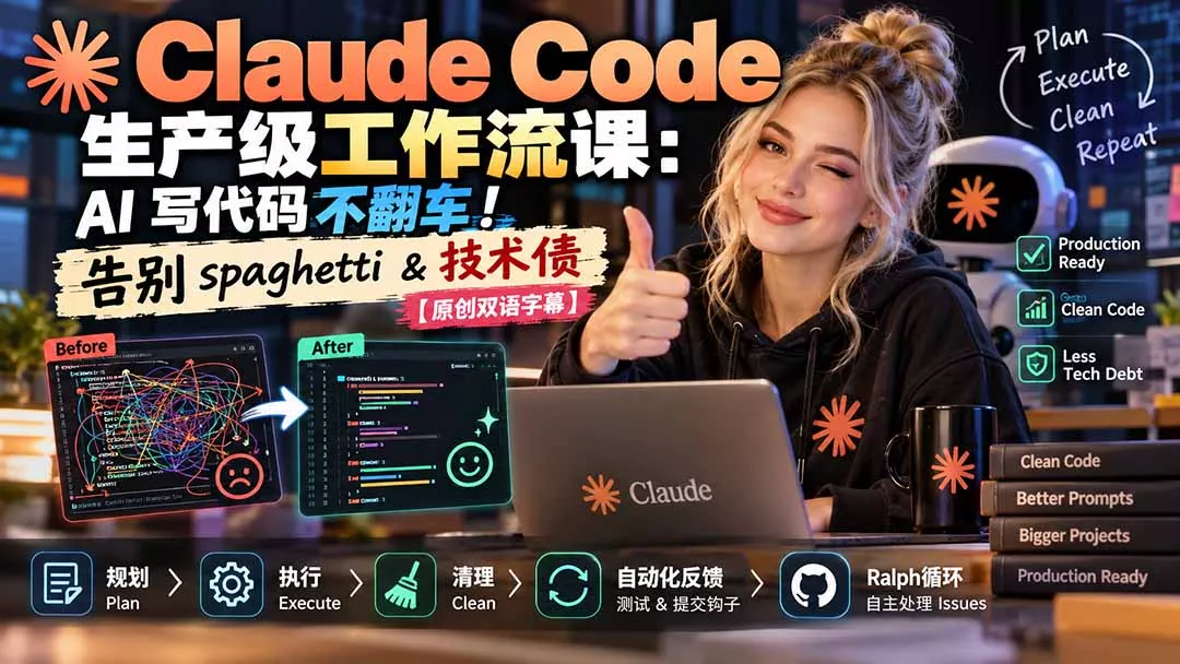 Claude Code 生产级工作流课：AI 写代码不翻车！告别 spaghetti & 技术债【原创双语字幕】-羽哥创业课堂