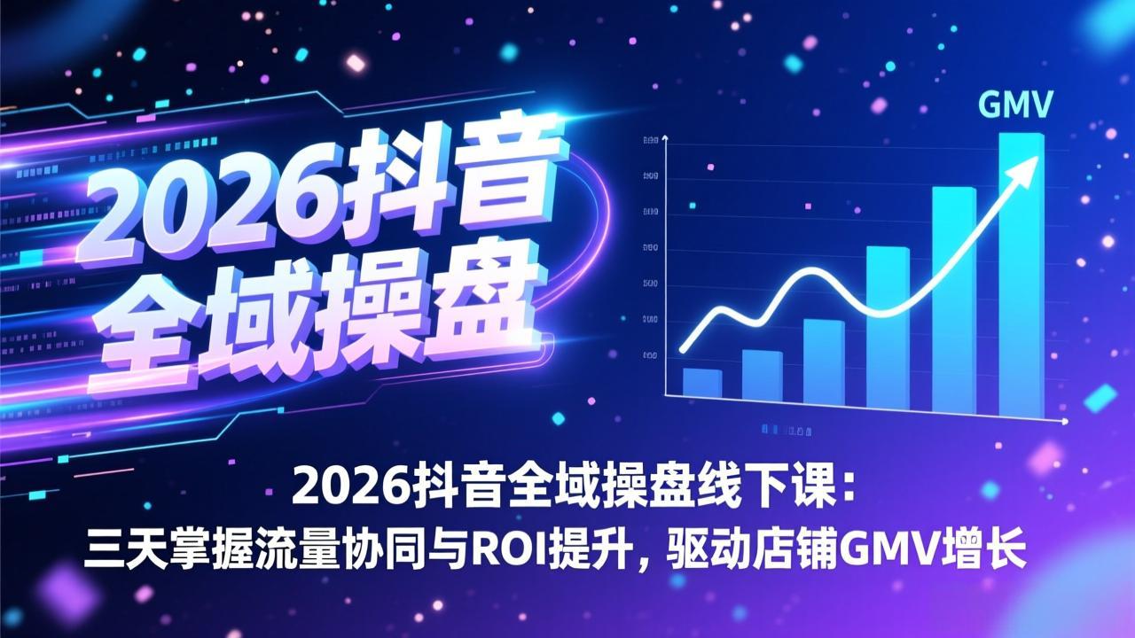 2026抖音全域操盘线下课：三天掌握流量协同与ROI提升，驱动店铺GMV增长-羽哥创业课堂