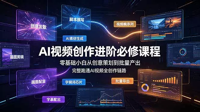 AI视频创作进阶必修课程：零基础小白从创意策划到批量产出，完整跑通AI视频全创作链路-羽哥创业课堂
