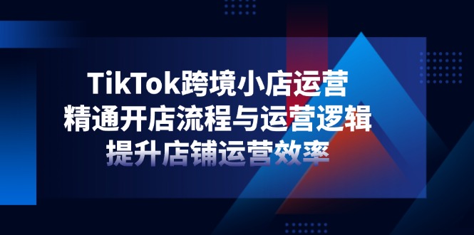 TikTok跨境小店运营,精通开店流程与运营逻辑,提升店铺运营效率-羽哥创业课堂