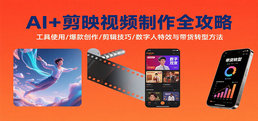 AI+剪映视频制作全攻略：工具使用/爆款创作/剪辑技巧/数字人特效与带货转型方法-羽哥创业课堂