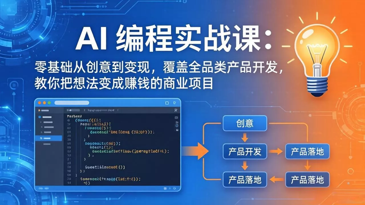 AI编程实战课-第三期-5月19更新：零基础从创意到变现，覆盖全品类产品开发，把想法变成赚钱项目-羽哥创业课堂