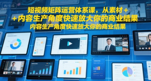 短视频矩阵运营体系课，从素材+内容生产角度快速放大你的商业结果-羽哥创业课堂
