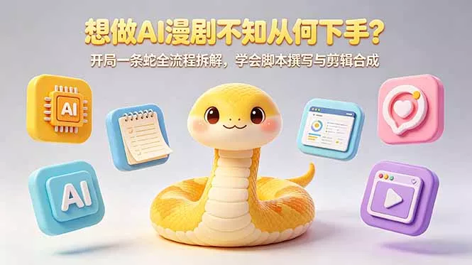 想做AI漫剧不知从何下手？开局一条蛇全流程拆解，学会脚本撰写与剪辑合成-羽哥创业课堂