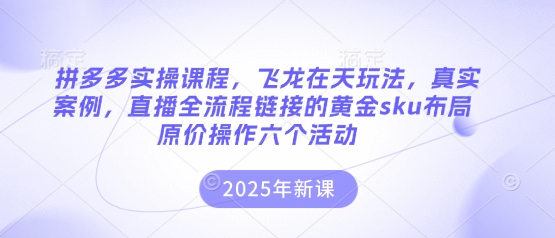 拼多多实操课程,飞龙在天玩法,真实案例,直播全流程链接的黄金sku布局原价操作六个活动-羽哥创业课堂